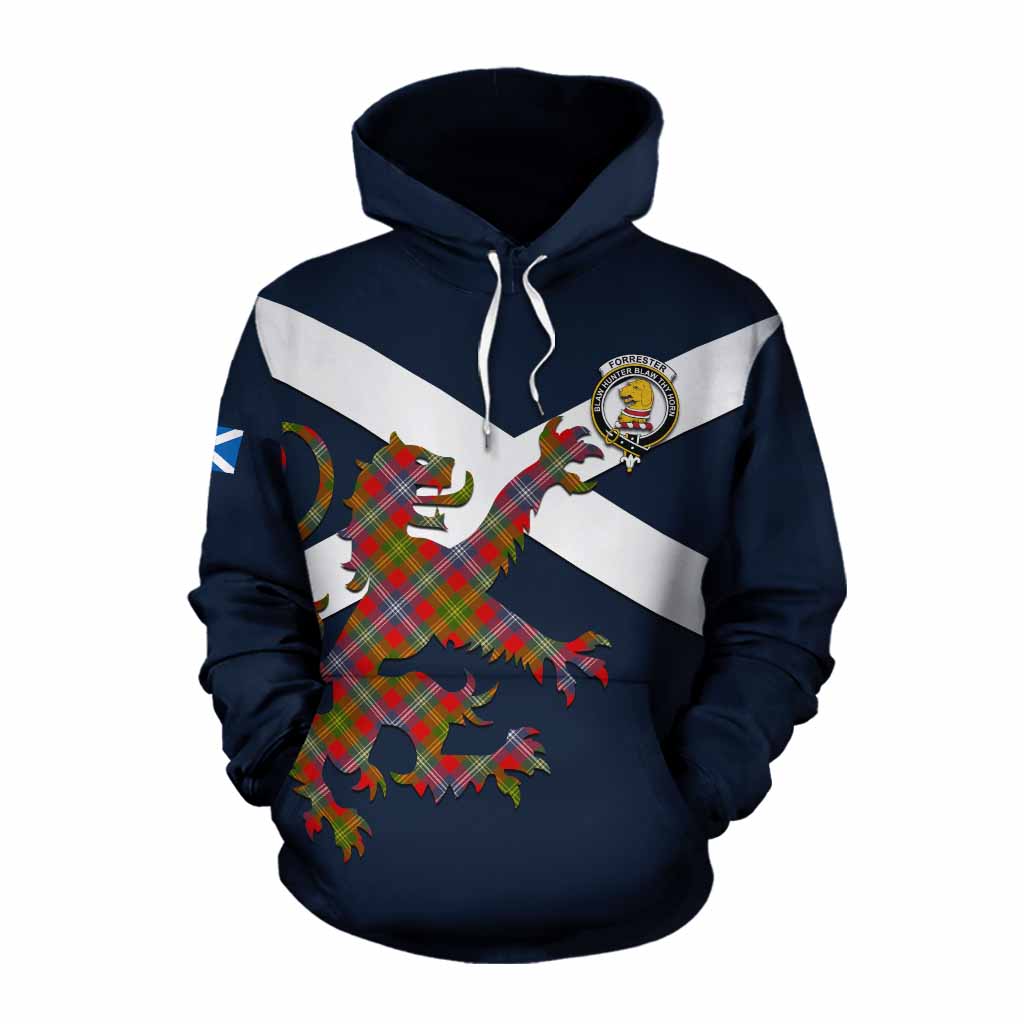 Tartan Vibes Clothing Forrester (Foster) Tartan Lion Rampant Cotton Hoodie Proudly Display Your Heritage with Alba Gu Brath and Clan Name