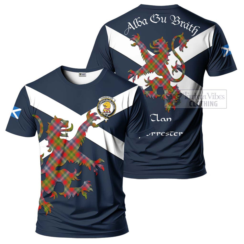 Tartan Vibes Clothing Forrester (Foster) Tartan Lion Rampant T-Shirt – Proudly Display Your Heritage with Alba Gu Brath and Clan Name