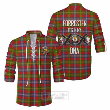 Forrester (Foster) Tartan Ghillie Kilt Shirt with Family Crest DNA In Me Style