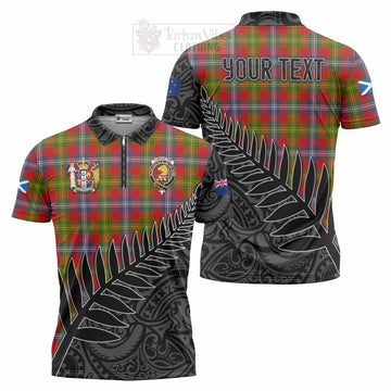 Forrester (Foster) Crest Tartan Zipper Polo Shirt with New Zealand Silver Fern Half Style