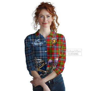 Forrester (Foster) Tartan Women's Casual Shirt Happy St. Andrew's Day Half Tartan Style