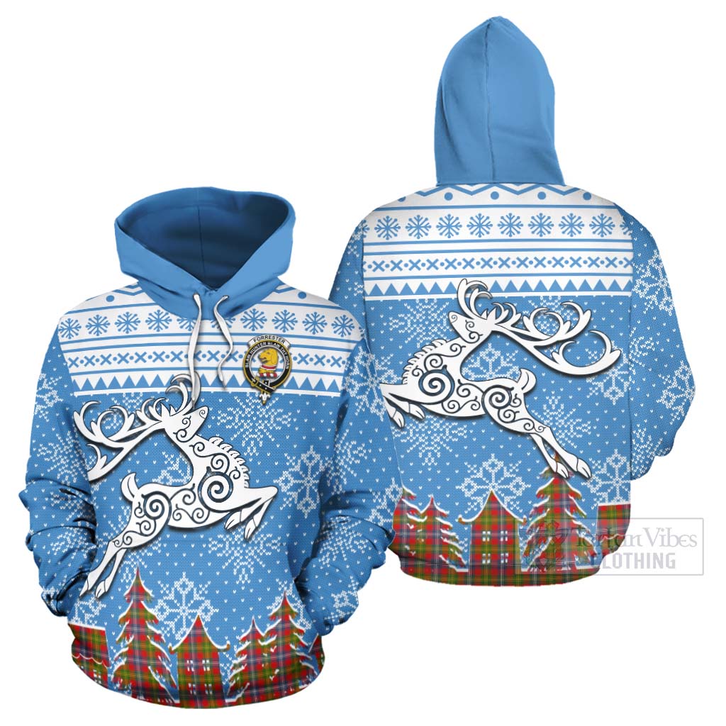 Tartan Vibes Clothing Forrester (Foster) Clan Christmas Hoodie Celtic Reindeer Style