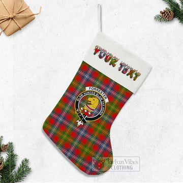 Forrester (Foster) Tartan Family Crest Christmas Stocking with Personalized Text