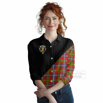 Forrester (Foster) Tartan Women's Casual Shirt with Family Crest and Military Logo Style