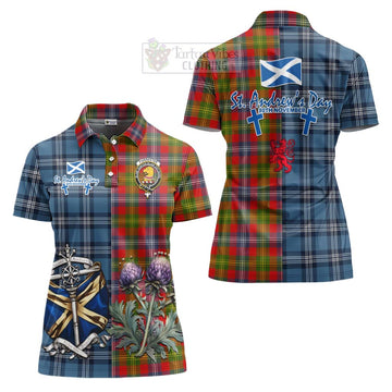 Forrester (Foster) Tartan Women's Polo Shirt Happy St. Andrew's Day Half Tartan Style