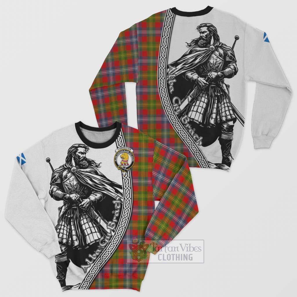 Tartan Vibes Clothing Forrester (Foster) Tartan Clan Crest Sweatshirt with Highlander Warrior Celtic Style