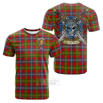 Forrester (Foster) Tartan Cotton T-shirt with Family Crest Celtic Skull Style