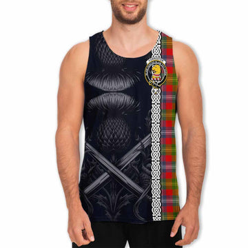 Forrester (Foster) Tartan Men's Tank Top with Family Crest Cross Sword Thistle Celtic Vibes