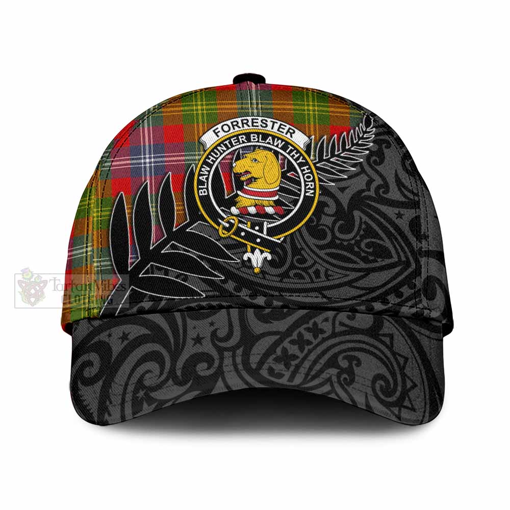 Tartan Vibes Clothing Forrester (Foster) Tartan Classic Cap with New Zealand Silver Fern Half Style