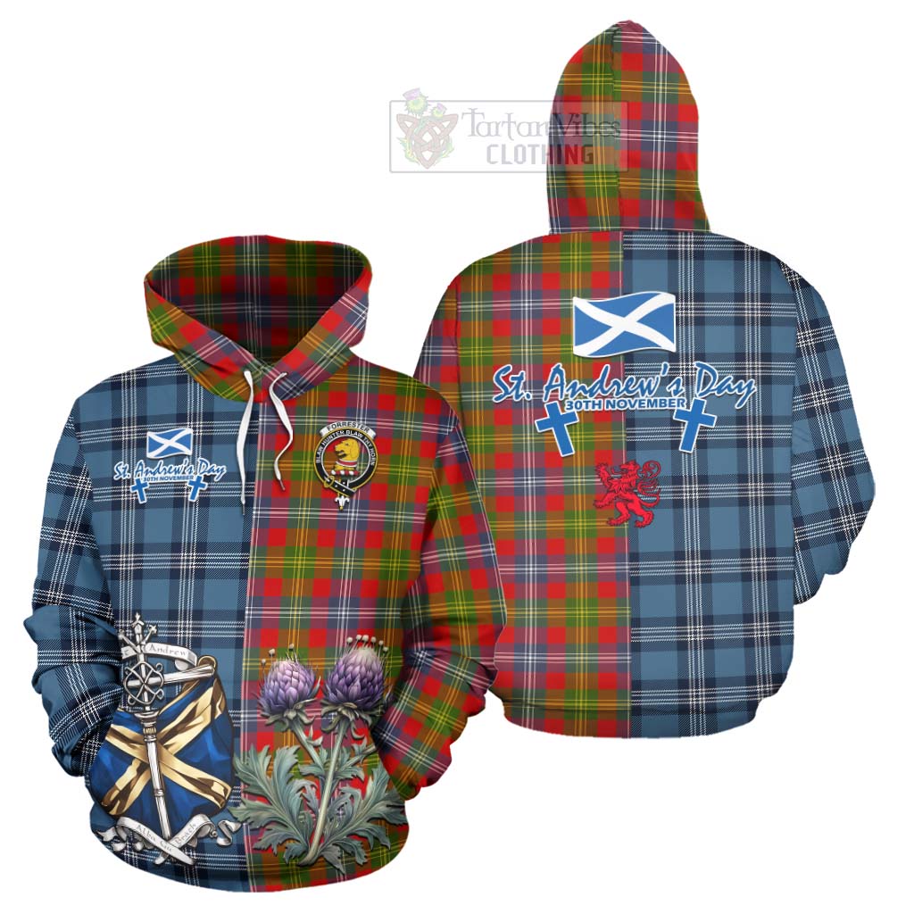 Tartan Vibes Clothing Forrester (Foster) Tartan Hoodie Happy St. Andrew's Day Half Tartan Style