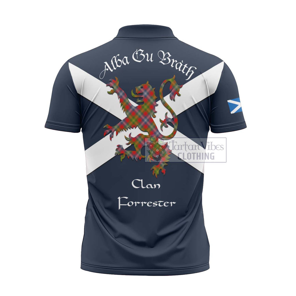 Tartan Vibes Clothing Forrester (Foster) Tartan Lion Rampant Zipper Polo Shirt – Proudly Display Your Heritage with Alba Gu Brath and Clan Name