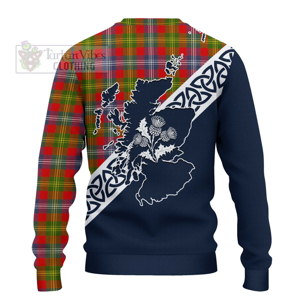 Tartan Vibes Clothing Forrester (Foster) Tartan Knitted Sweater Featuring Thistle and Scotland Map