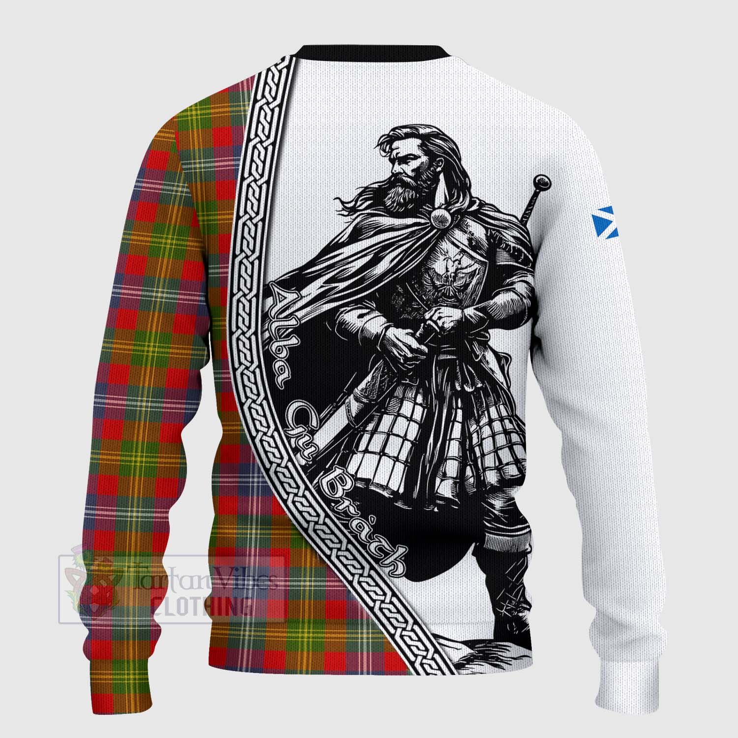 Tartan Vibes Clothing Forrester (Foster) Tartan Clan Crest Knitted Sweater with Highlander Warrior Celtic Style