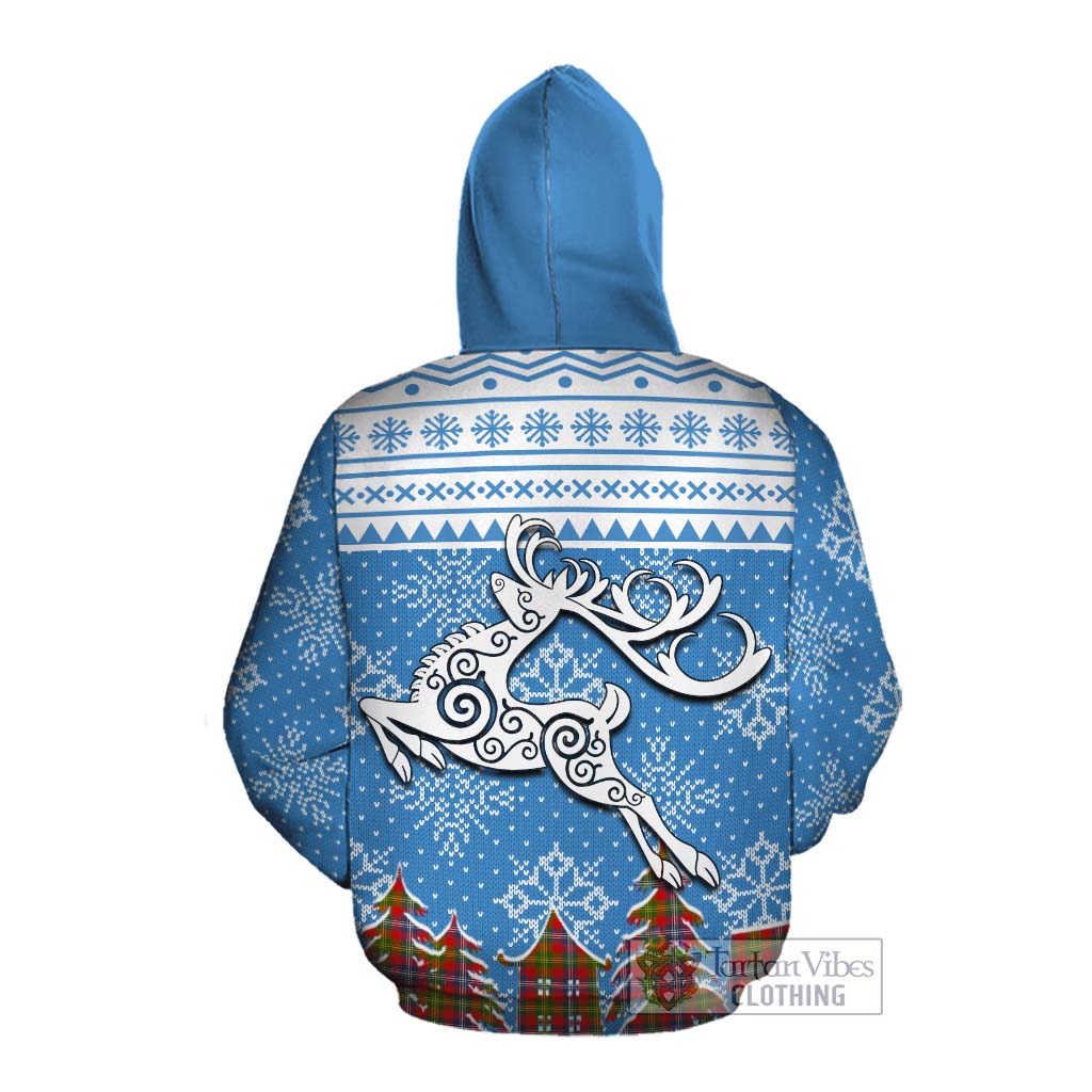 Tartan Vibes Clothing Forrester (Foster) Clan Christmas Cotton Hoodie Celtic Reindeer Style