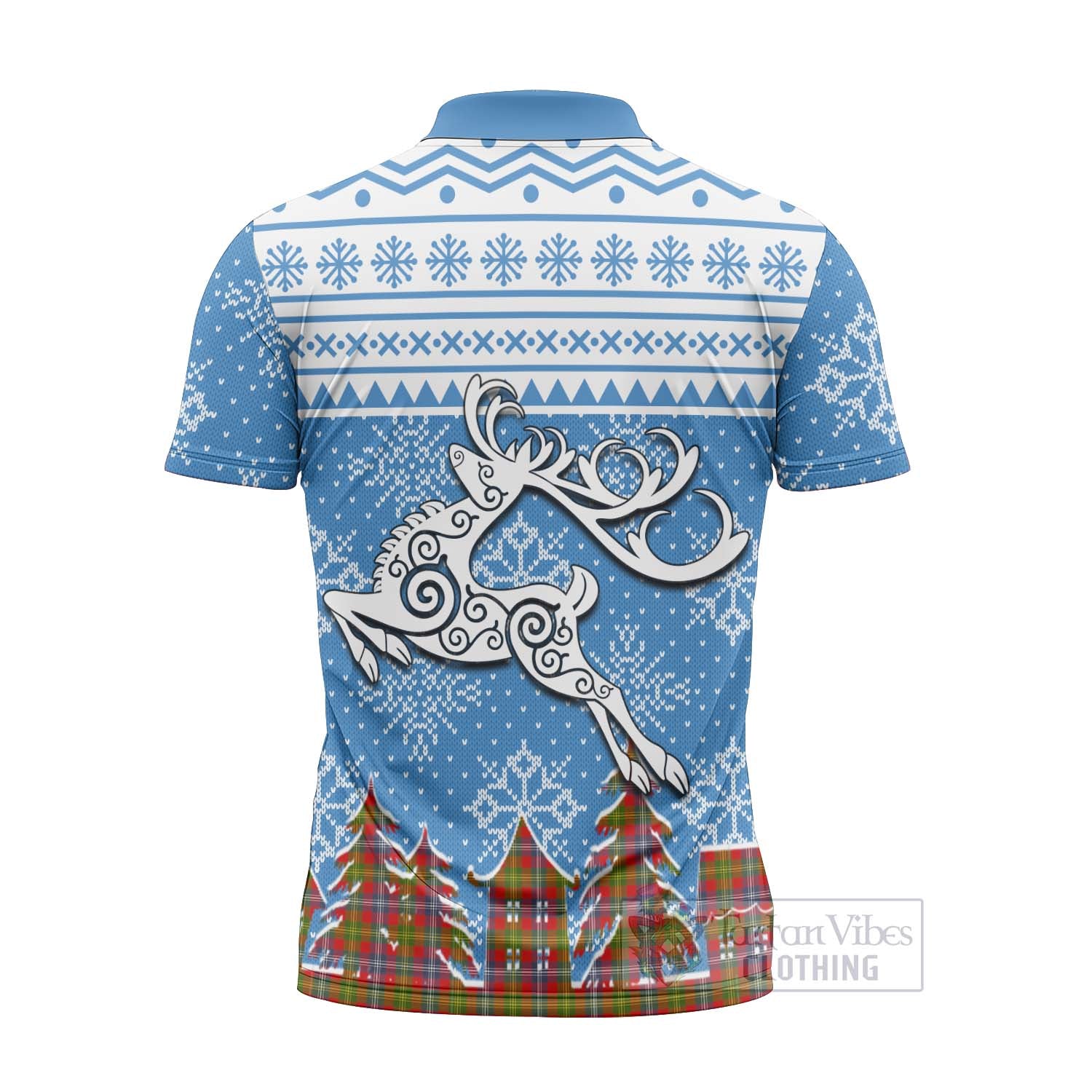 Tartan Vibes Clothing Forrester (Foster) Clan Christmas Zipper Polo Shirt Celtic Reindeer Style