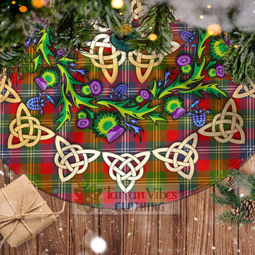 Forrester (Foster) Tartan Christmas Tree Skirt with Thistle Celtic Knot Style