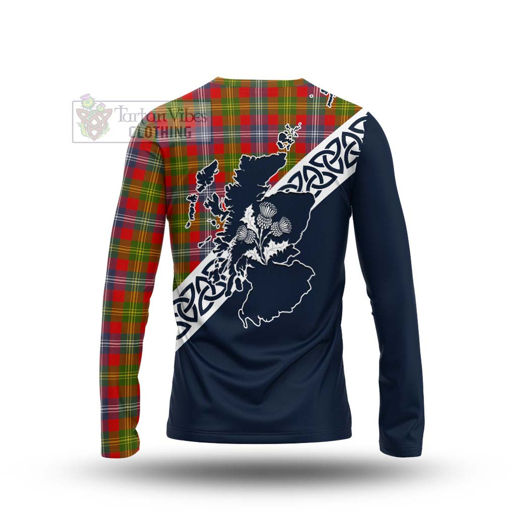 Tartan Vibes Clothing Forrester (Foster) Tartan Long Sleeve T-Shirt Featuring Thistle and Scotland Map