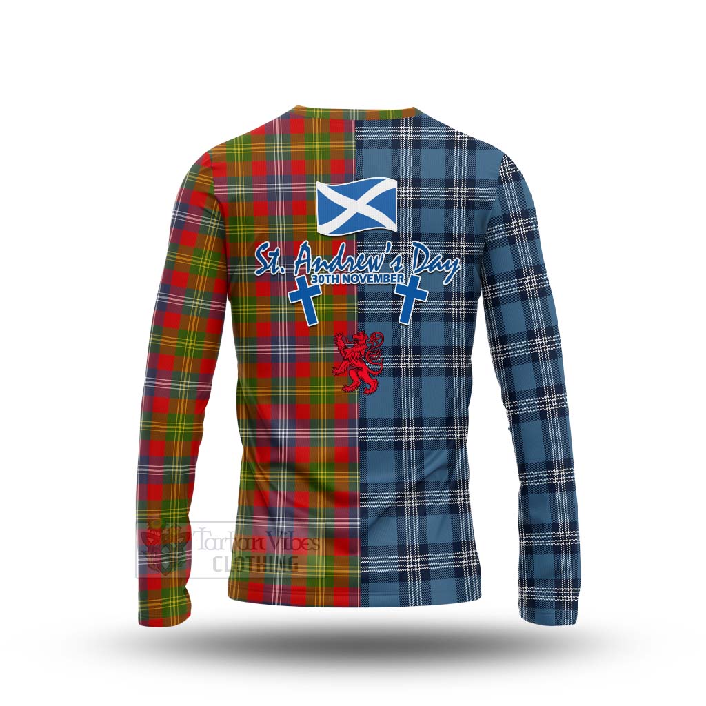 Tartan Vibes Clothing Forrester (Foster) Tartan Long Sleeve T-Shirt Happy St. Andrew's Day Half Tartan Style