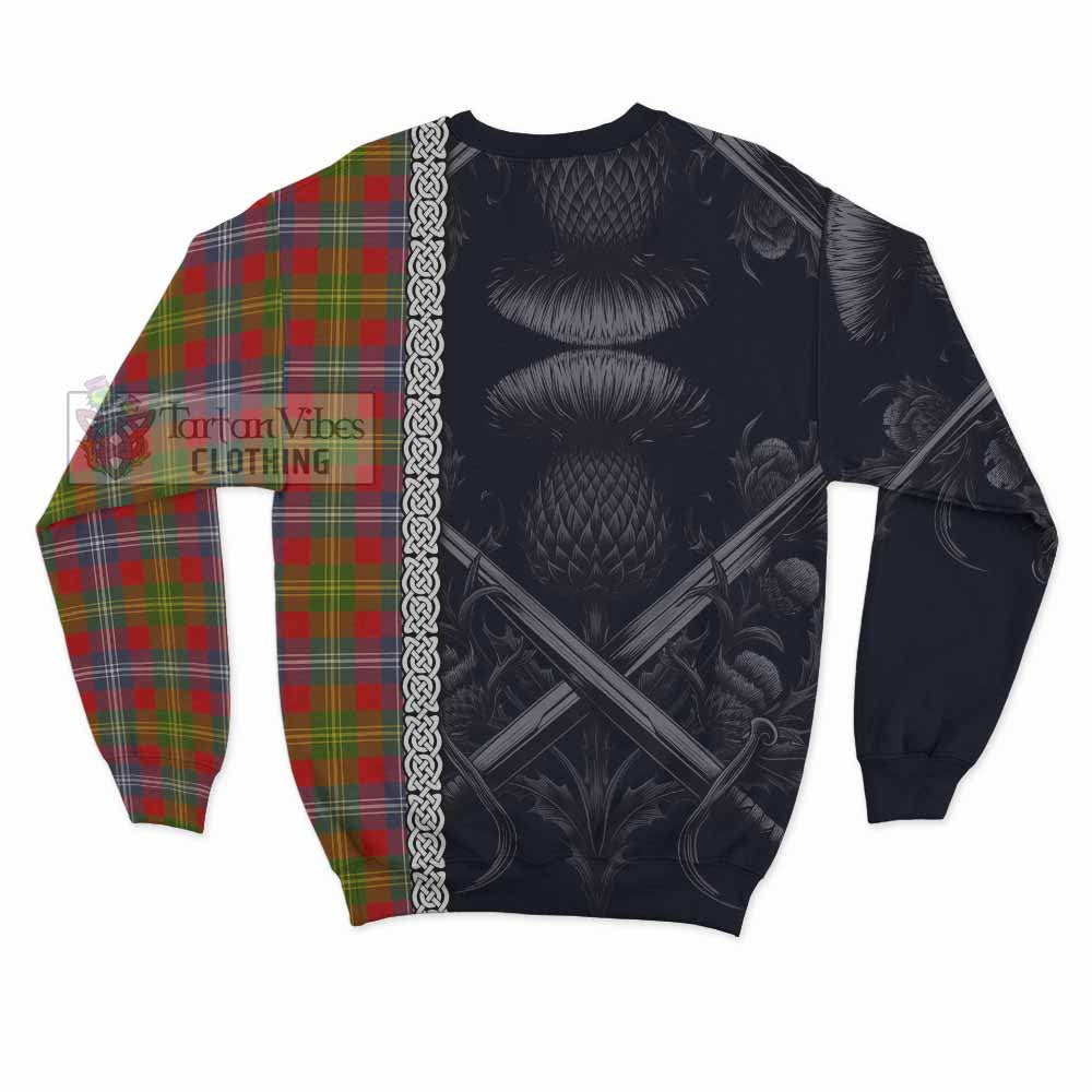 Tartan Vibes Clothing Forrester (Foster) Tartan Sweatshirt with Family Crest Cross Sword Thistle Celtic Vibes