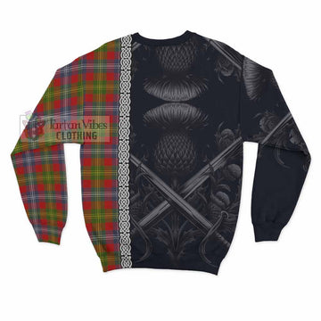 Forrester (Foster) Tartan Sweatshirt with Family Crest Cross Sword Thistle Celtic Vibes