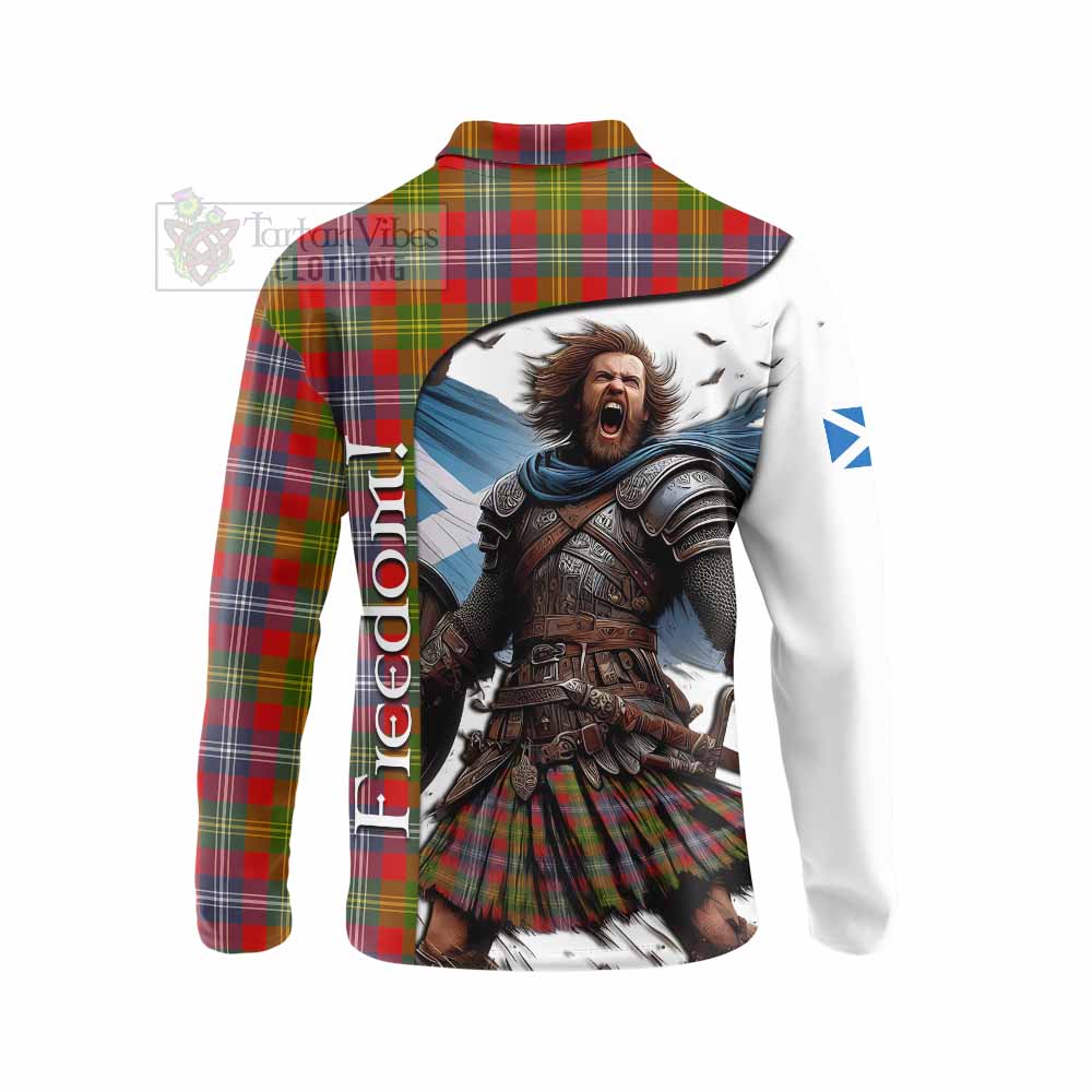 Tartan Vibes Clothing Forrester (Foster) Crest Tartan Long Sleeve Polo Shirt Inspired by the Freedom of Scottish Warrior