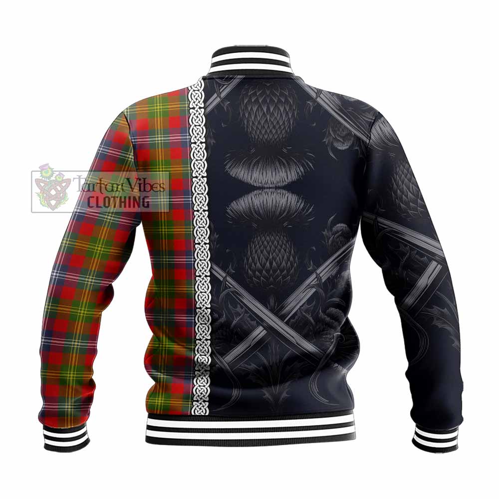 Tartan Vibes Clothing Forrester (Foster) Tartan Baseball Jacket with Family Crest Cross Sword Thistle Celtic Vibes