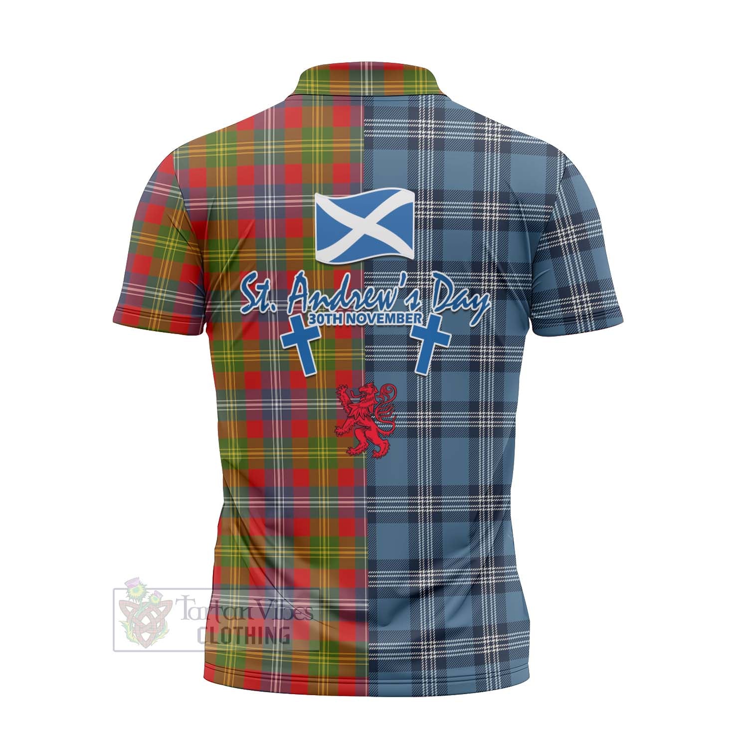 Tartan Vibes Clothing Forrester (Foster) Tartan Zipper Polo Shirt Happy St. Andrew's Day Half Tartan Style