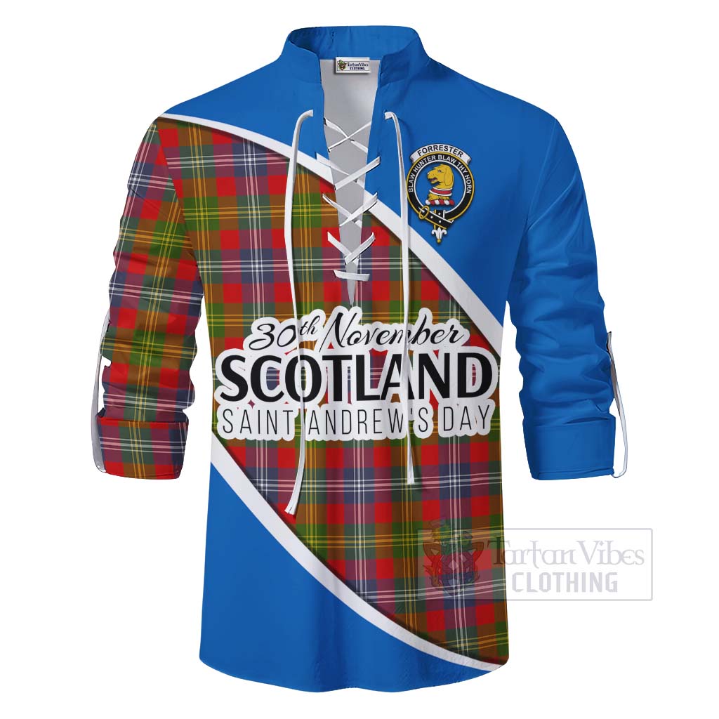 Tartan Vibes Clothing Forrester (Foster) Family Crest Tartan Ghillie Kilt Shirt Celebrate Saint Andrew's Day in Style