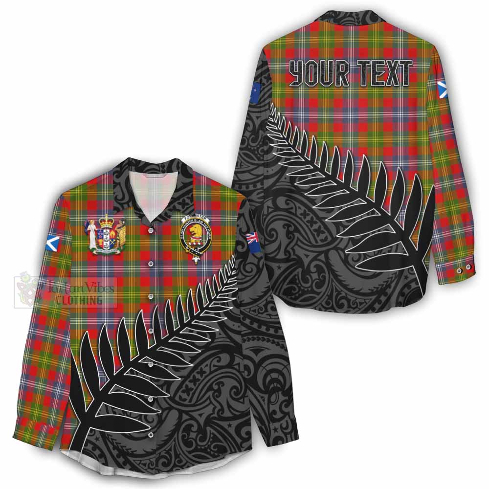 Tartan Vibes Clothing Forrester (Foster) Crest Tartan Women's Casual Shirt with New Zealand Silver Fern Half Style