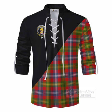 Forrester (Foster) Tartan Ghillie Kilt Shirt with Family Crest and Military Logo Style