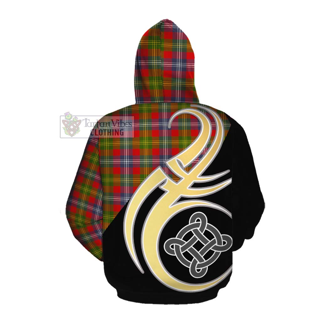 Tartan Vibes Clothing Forrester (Foster) Tartan Cotton Hoodie with Family Crest and Celtic Symbol Style