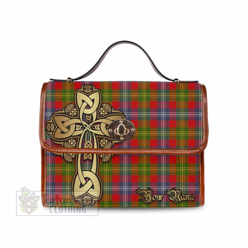 Tartan Vibes Clothing Forrester (Foster) Tartan Waterproof Canvas Bag Golden Thistle Celtic Cross Style