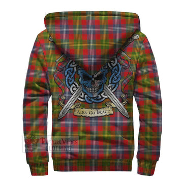 Forrester (Foster) Tartan Sherpa Hoodie with Family Crest Celtic Skull Style