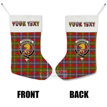 Forrester (Foster) Tartan Family Crest Christmas Stocking with Personalized Text