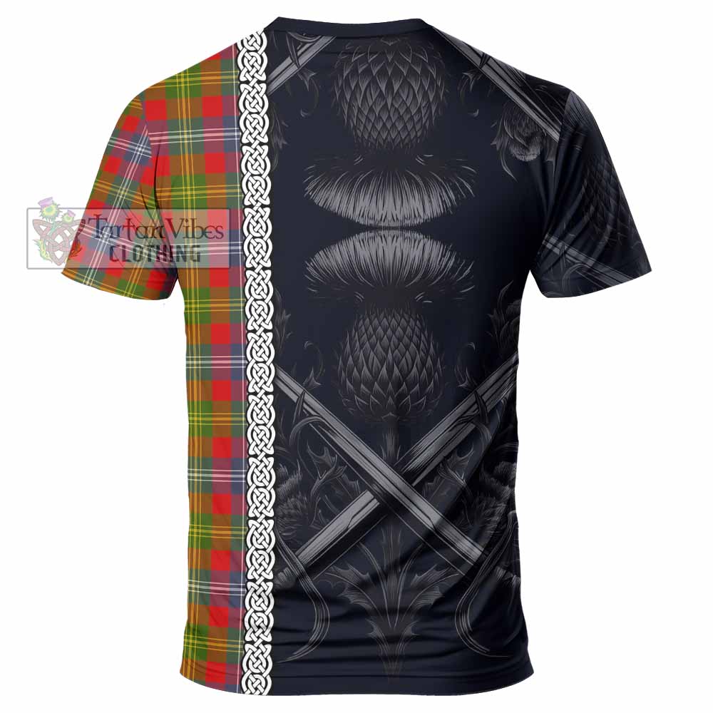 Tartan Vibes Clothing Forrester (Foster) Tartan T-Shirt with Family Crest Cross Sword Thistle Celtic Vibes