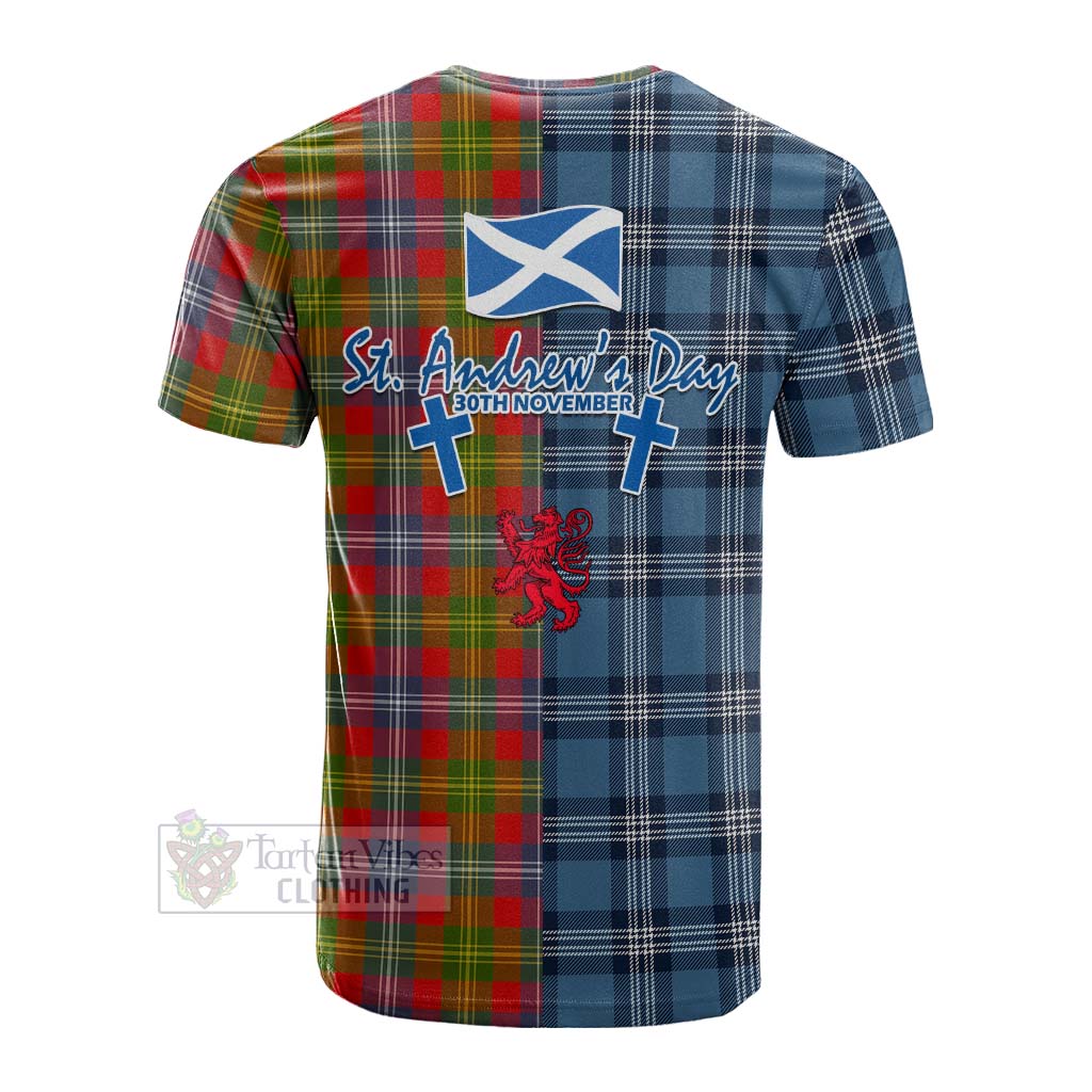 Tartan Vibes Clothing Forrester (Foster) Tartan Cotton T-shirt Happy St. Andrew's Day Half Tartan Style