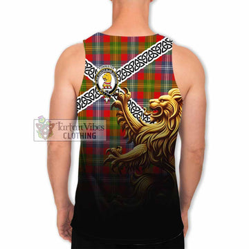 Forrester (Foster) Crest Tartan Men's Tank Top with Golden Lion Emblem Celtic Style - Tartan Vibes Clothing