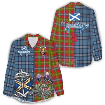 Forrester (Foster) Tartan Women's Casual Shirt Happy St. Andrew's Day Half Tartan Style