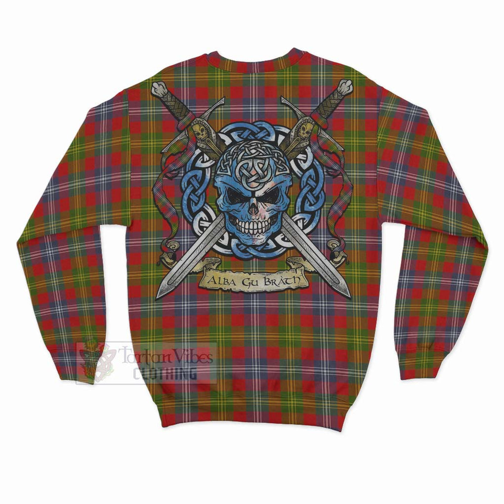 Tartan Vibes Clothing Forrester (Foster) Tartan Sweatshirt with Family Crest Celtic Skull Style