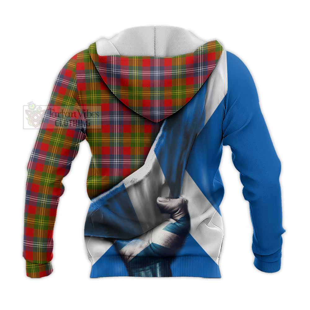 Tartan Vibes Clothing Forrester (Foster) Tartan Knitted Hoodie with Family Crest Scotland Patriotic Style