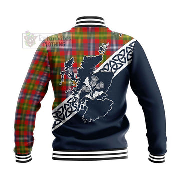 Forrester (Foster) Tartan Baseball Jacket Featuring Thistle and Scotland Map