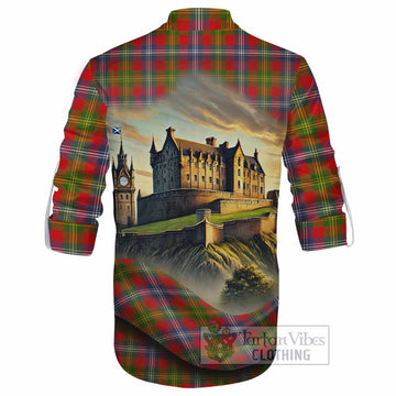 Forrester (Foster) Tartan Family Crest Ghillie Kilt Shirt with Scottish Ancient Castle Style - Tartan Vibes Clothing