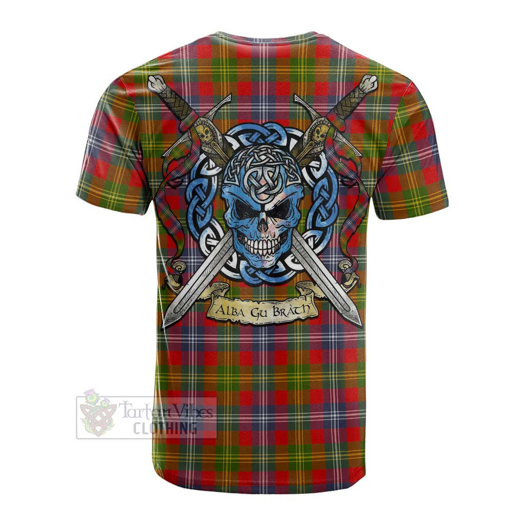 Tartan Vibes Clothing Forrester (Foster) Tartan Cotton T-shirt with Family Crest Celtic Skull Style