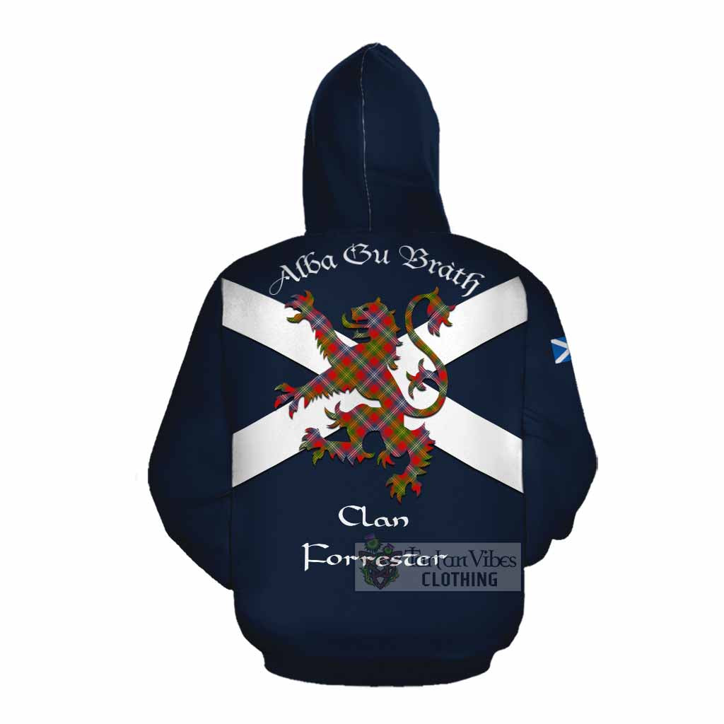 Tartan Vibes Clothing Forrester (Foster) Tartan Lion Rampant Cotton Hoodie Proudly Display Your Heritage with Alba Gu Brath and Clan Name