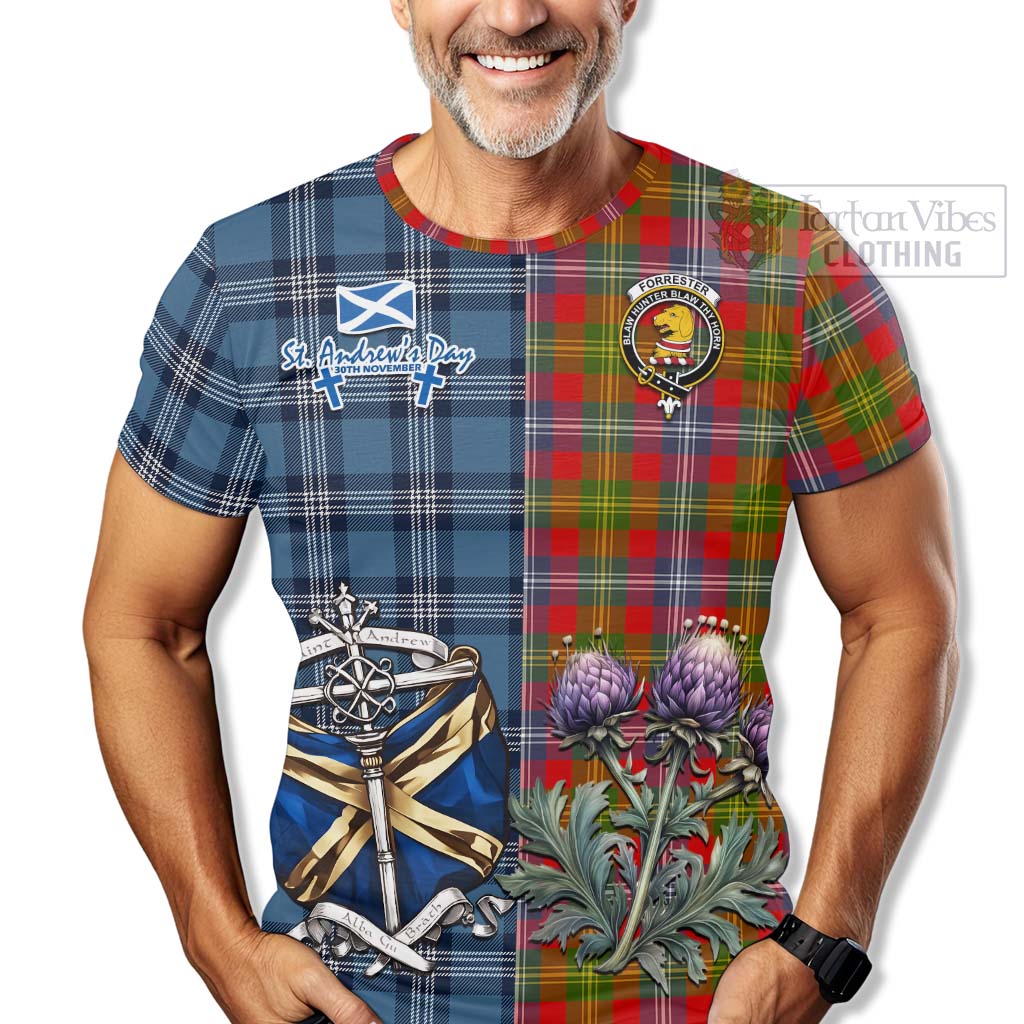 Tartan Vibes Clothing Forrester (Foster) Tartan T-Shirt Happy St. Andrew's Day Half Tartan Style