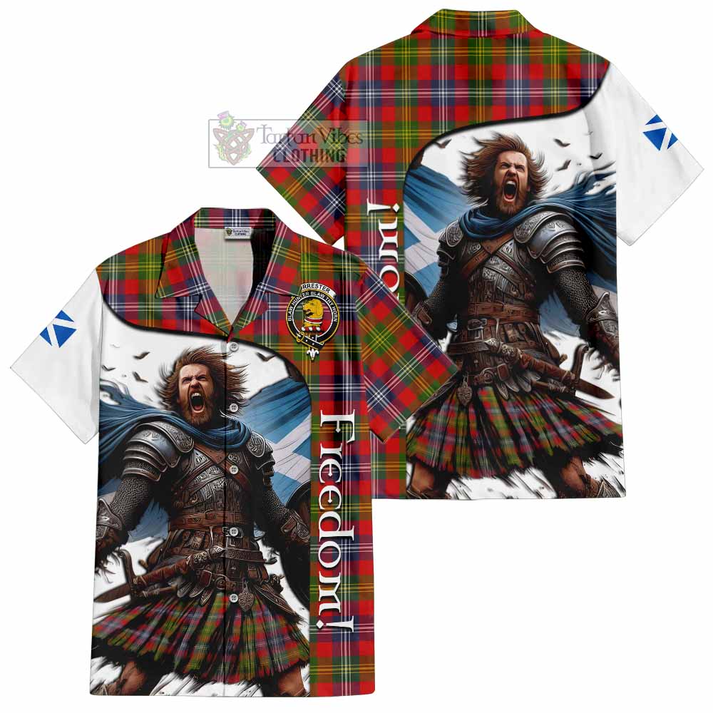 Tartan Vibes Clothing Forrester (Foster) Crest Tartan Short Sleeve Button Shirt Inspired by the Freedom of Scottish Warrior