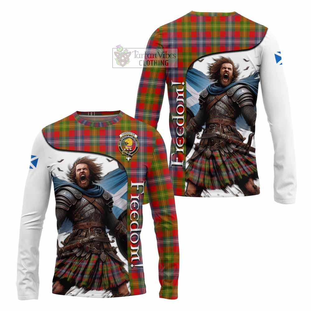 Tartan Vibes Clothing Forrester (Foster) Crest Tartan Long Sleeve T-Shirt Inspired by the Freedom of Scottish Warrior