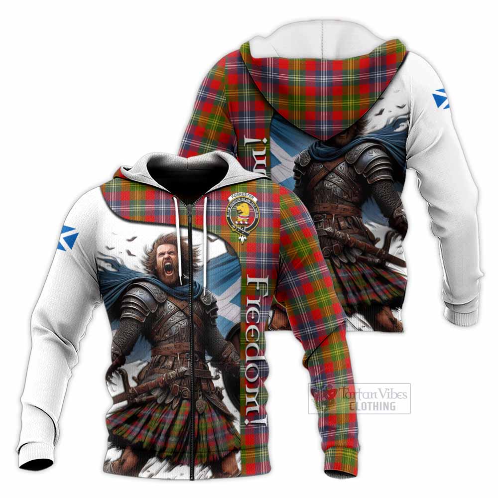 Tartan Vibes Clothing Forrester (Foster) Crest Tartan Knitted Hoodie Inspired by the Freedom of Scottish Warrior