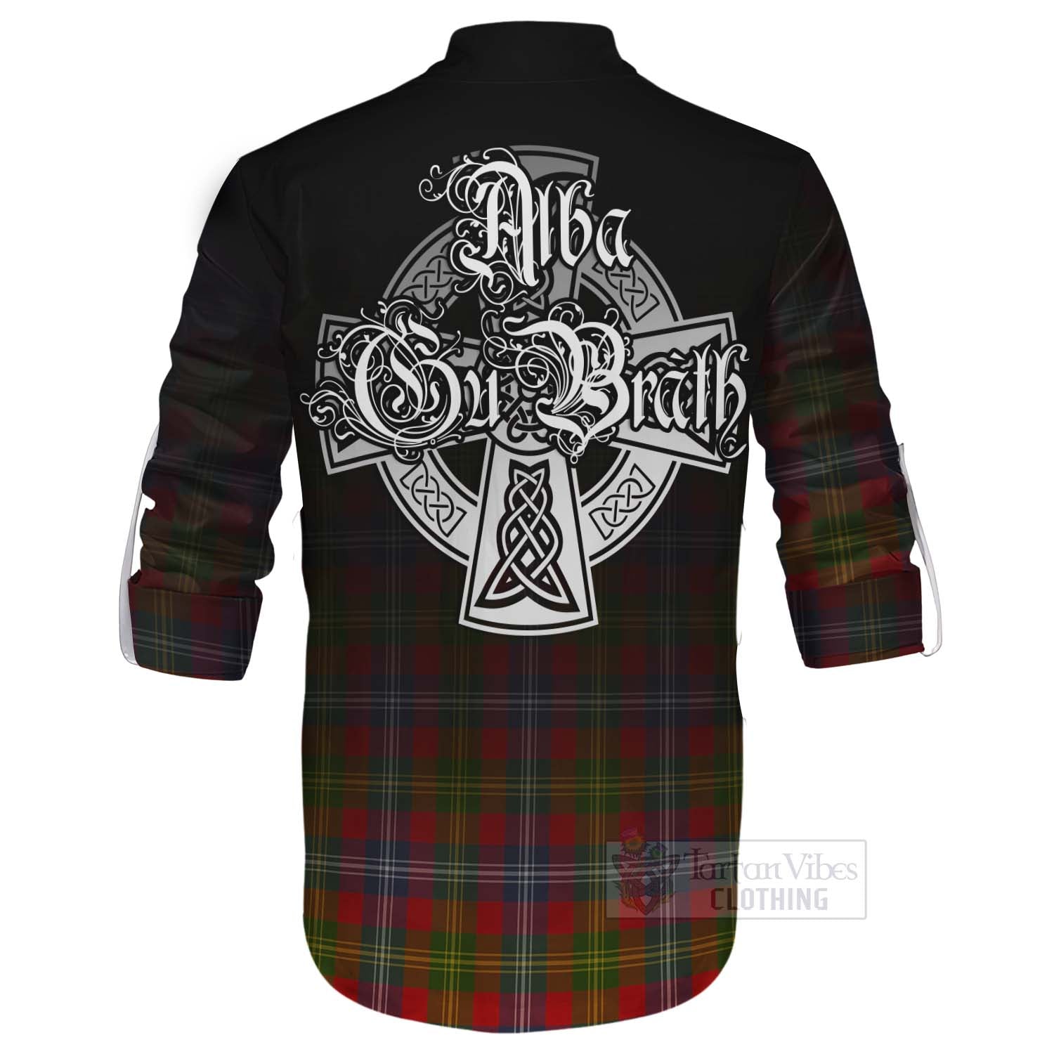 Tartan Vibes Clothing Forrester (Foster) Tartan Ghillie Kilt Shirt Featuring Alba Gu Brath Family Crest Celtic Inspired