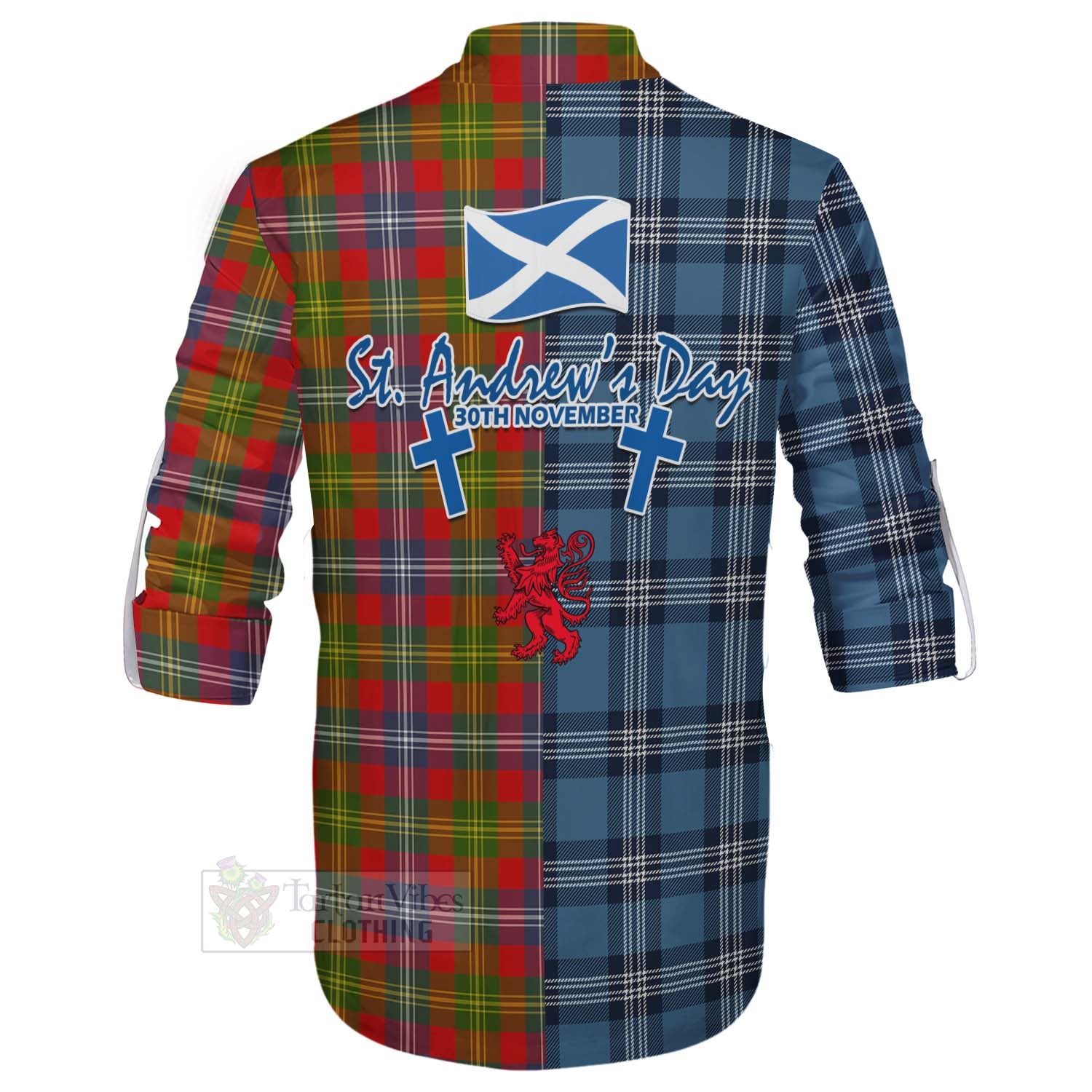 Tartan Vibes Clothing Forrester (Foster) Tartan Ghillie Kilt Shirt Happy St. Andrew's Day Half Tartan Style